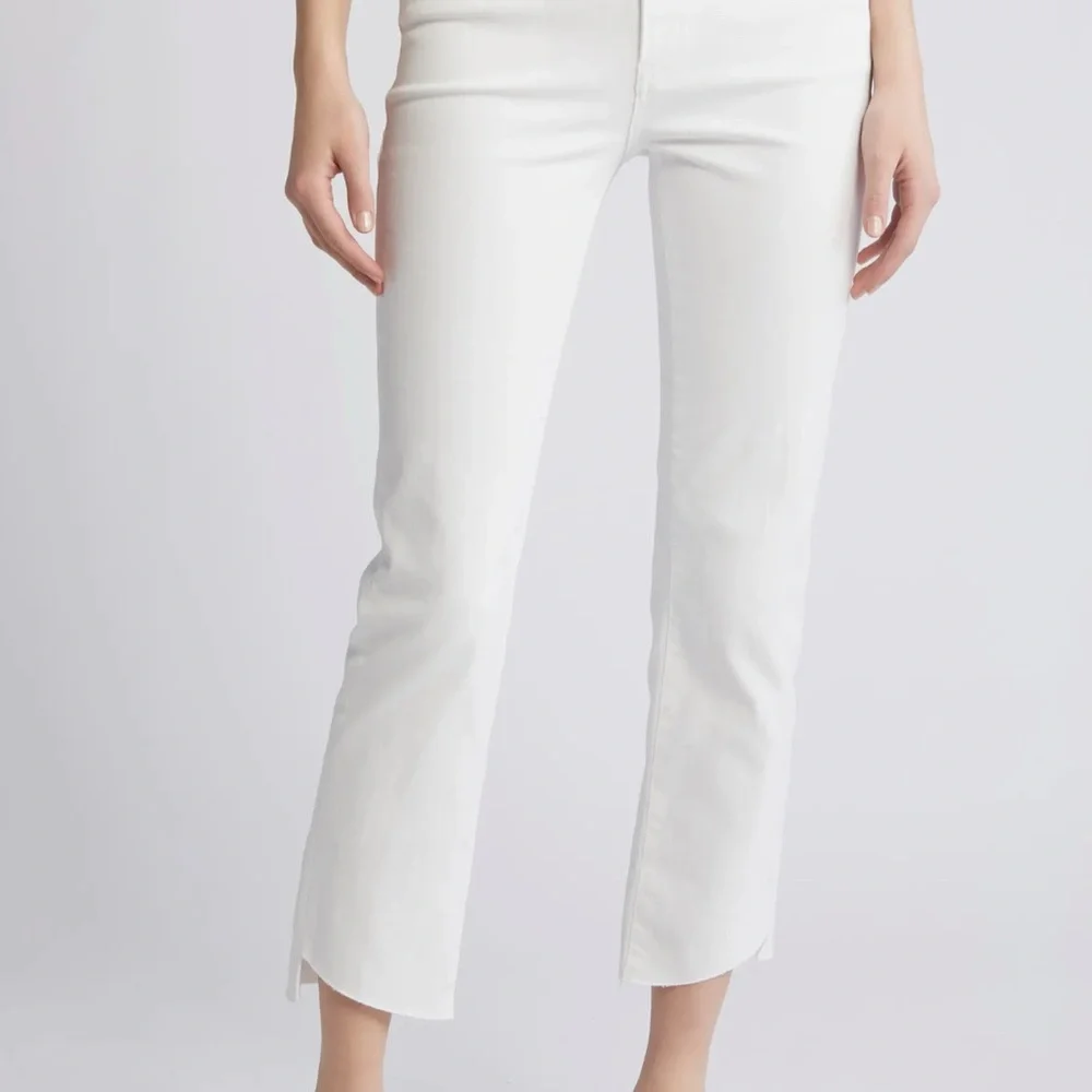 NWT Frame Denim Le High Straight Cascade Raw Hem Jeans White Sz 25‎ $248